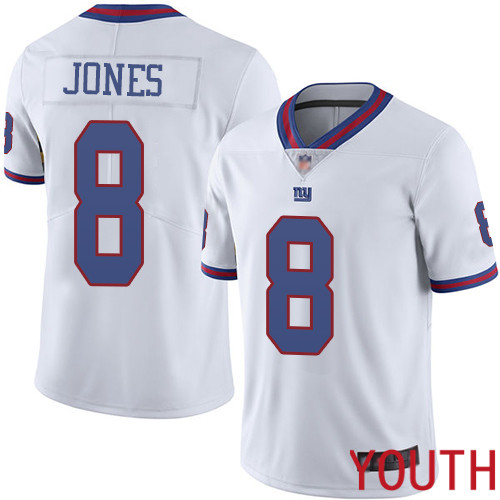 Youth New York Giants 8 Daniel Jones Limited White Rush Vapor Untouchable Football NFL Jersey